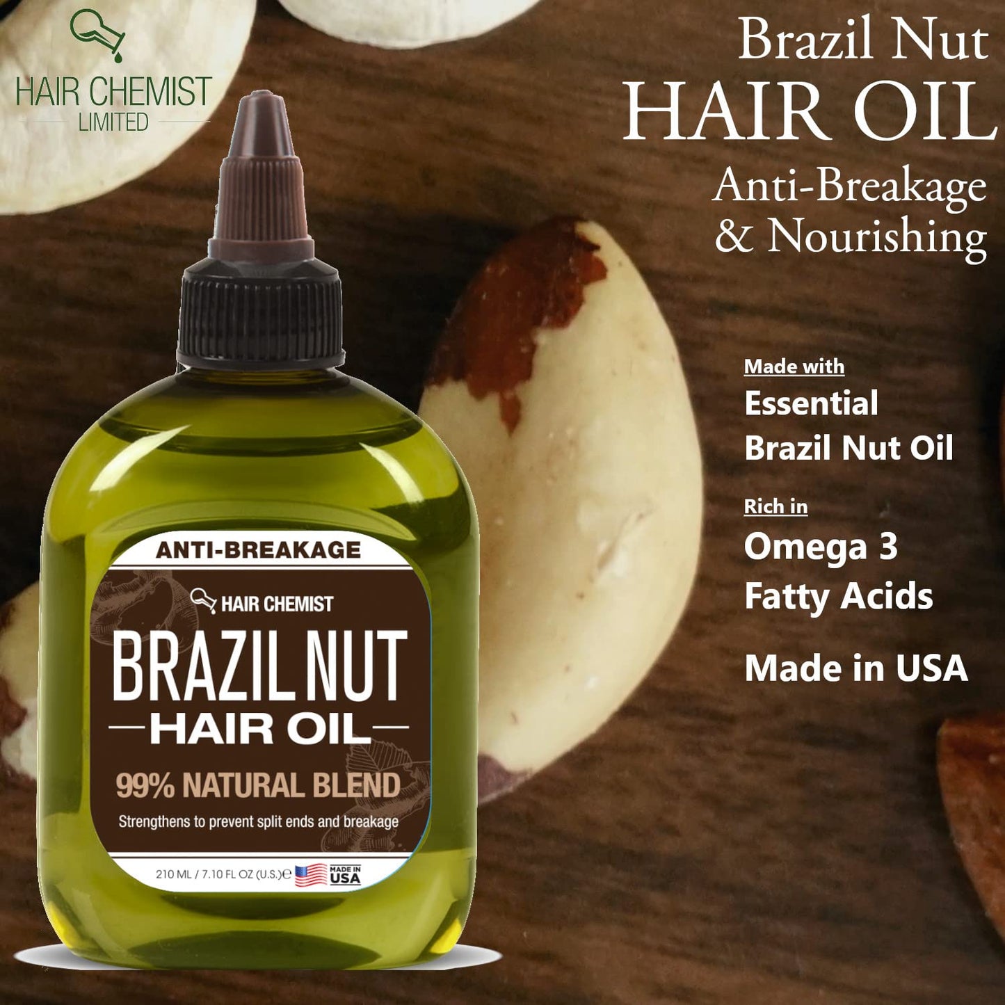 Hair Chemist 99% Natural Hair Oil - Brazil Nut 7.1 oz.