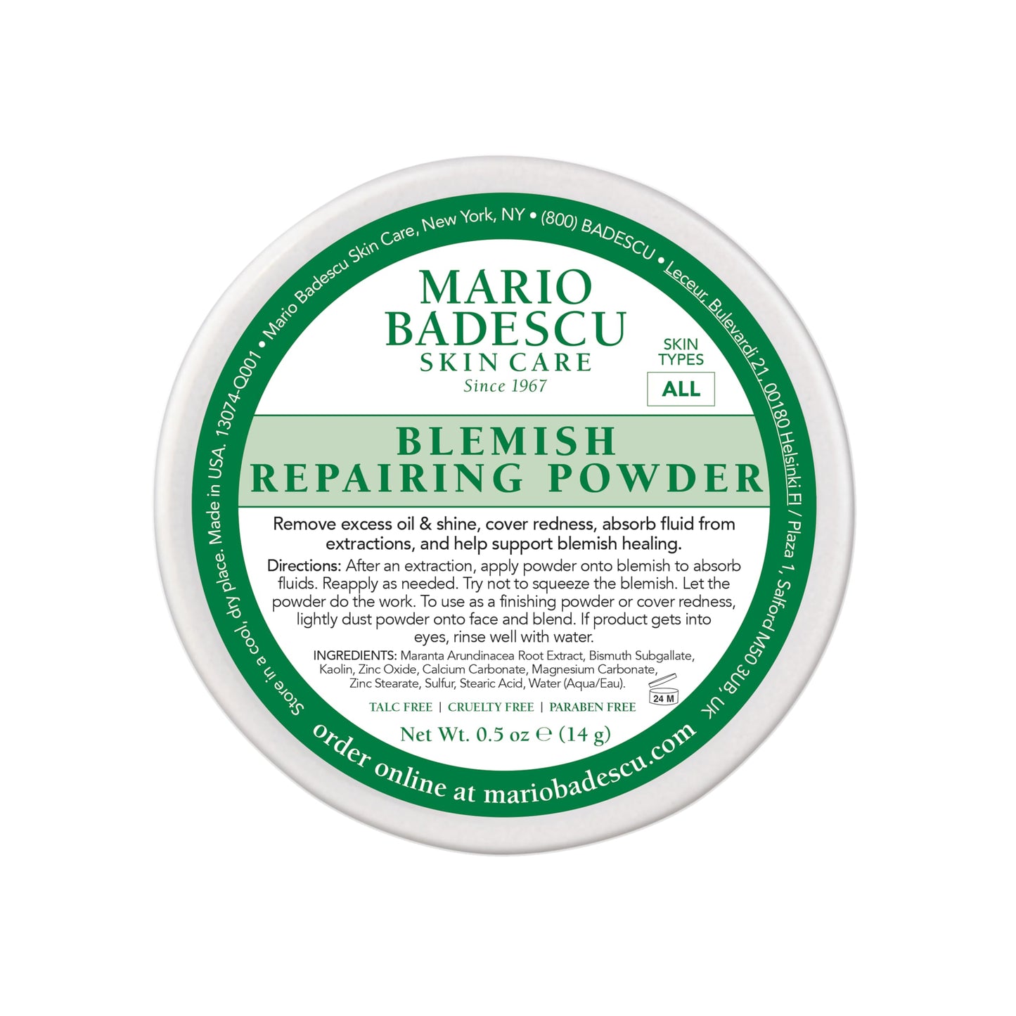Mario Badescu Blemish Repairing Powder, Accelerate Recovery of Popped Pimples, Reduce Redness, Skin Care Powder for Blemish Concealment and Oil