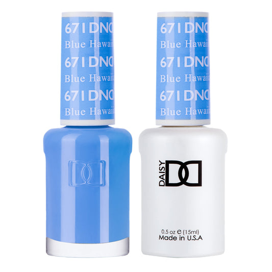 DND Gel Polish Set, Blue Collection, UV Gel Polish and Air Dry Nail Lacquer, Matching Chip-Free Polish Duo, 671 Blue Hawaiian, 0.5 Fl Oz