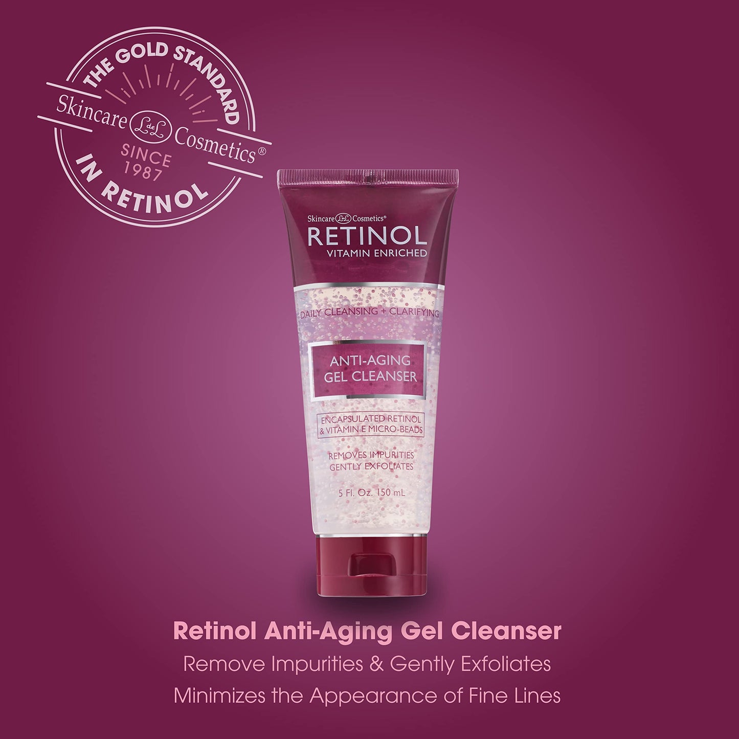 LIVAURA Retinol Anti-Aging Gel Cleanser - Gently Cleans Impurities From Pores & Exfoliates for Soft, Smooth Skin - Antioxidant-Rich Micro-Beads w