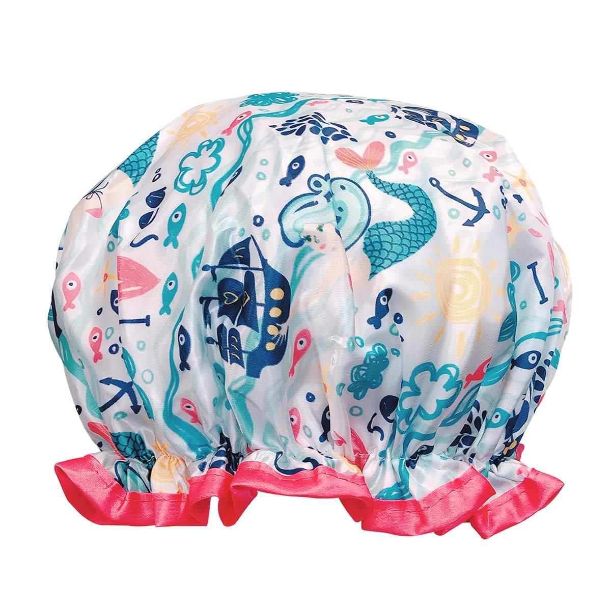 allydrew Reusable Women's Waterproof Shower Caps for Long Hair, Under the Sea