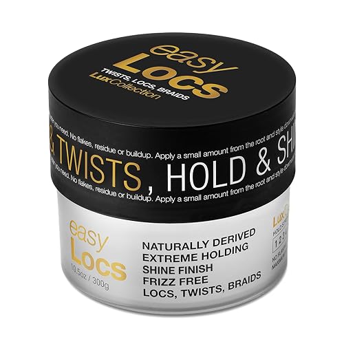 Lux Collection easy Locs for Twists Locs Braids with Castor Oil, Keratin, Biotin, and Olive Oil - Naturally Derived, Extreme Holding, Frizz Free