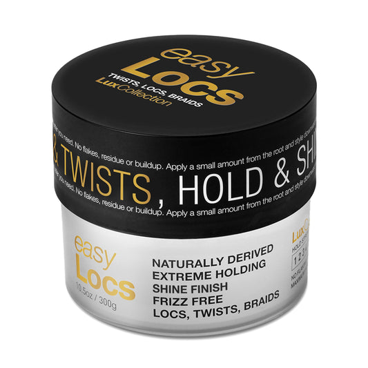 Lux Collection easy Locs for Twists Locs Braids with Castor Oil, Keratin, Biotin, and Olive Oil - Naturally Derived, Extreme Holding, Frizz Free