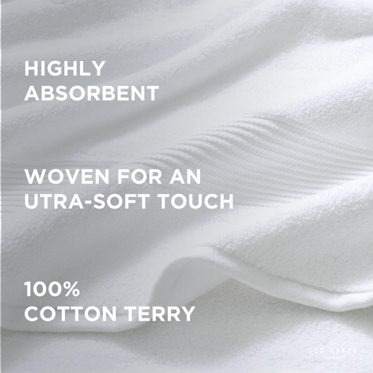 Ted Baker Bath Towel - 1 Piece - 100% Cotton - Soft, Highly Absorbent, 30" x 56", White