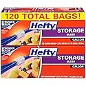 Hefty Slider Storage Bags, Gallon Size, 30 Count (Pack of 4), 120 Total