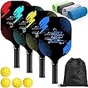 AOPOUL Pickleball Set with 4 Premium Wood Paddles, Cushion Comfort Grip, 4 Cooling Towels, 4 Pickleball Balls & Carry Bag, Pickle Ball Paddle for Men…