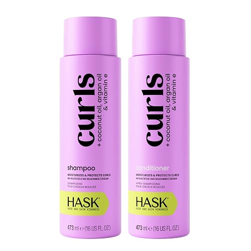 HASK Curl Care Shampoo & Conditioner Set | Coconut Oil, Argan Oil, Vitamin E, Curl Definition, Frizz Free Shine | Sulfate Free, Silicone Free, Cruelty