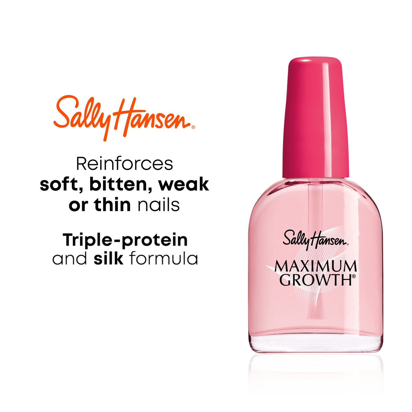 Sally Hansen Nail Treatment Maximum Growth® Nail Strengthener | Base Coat & Nail Protectant | Triple Protein & Silk Formula for Strong, Healthy Nails Beauty & Personal Care Sally Hansen