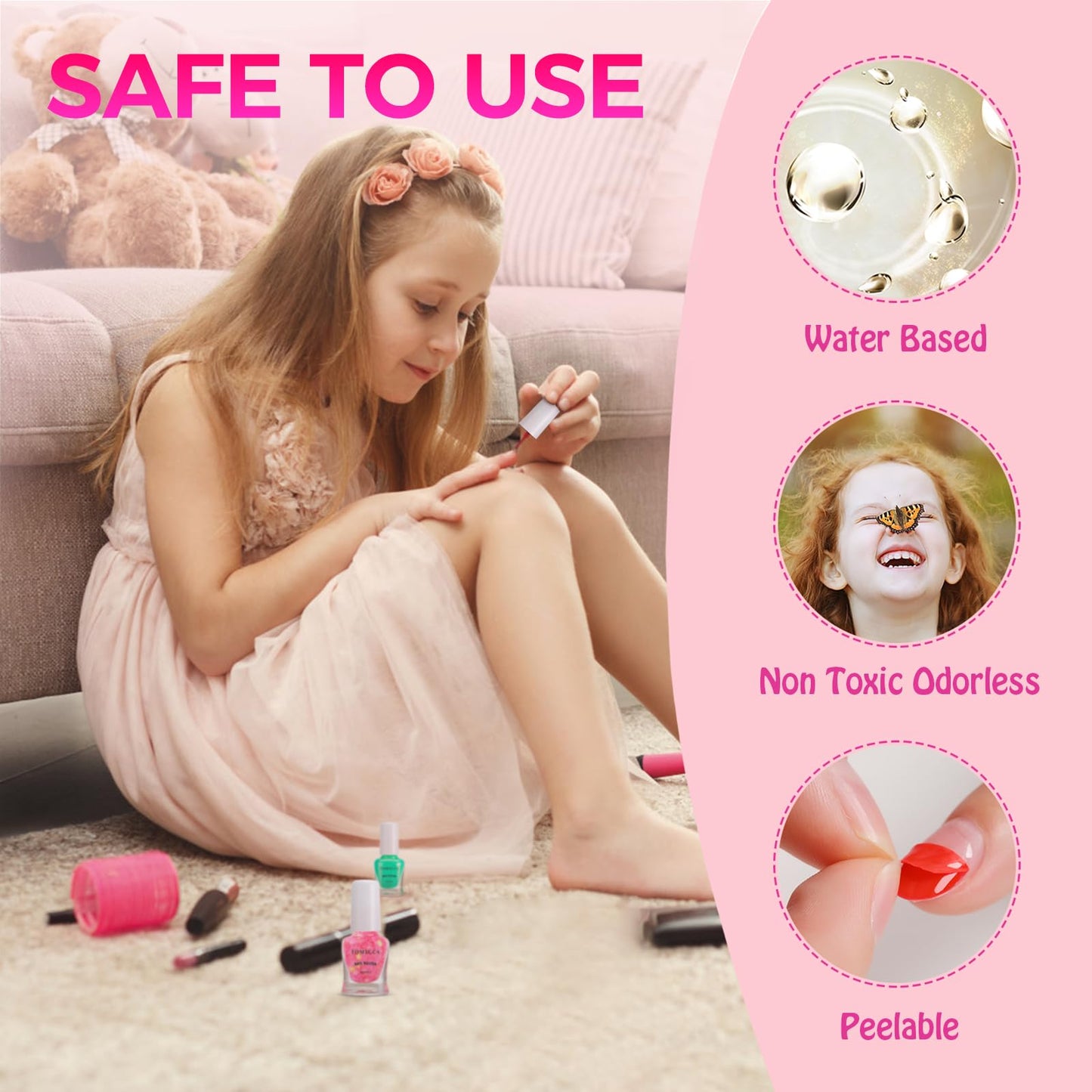 TOMICCA Nail Polish Sets for Kid,12 Bottles Candy Rainbow Colors, Quick Dry Non Toxic Water Based Peel Off with Nail Separator Sticker Kit, Long Beauty and Personal Care TOMICCA