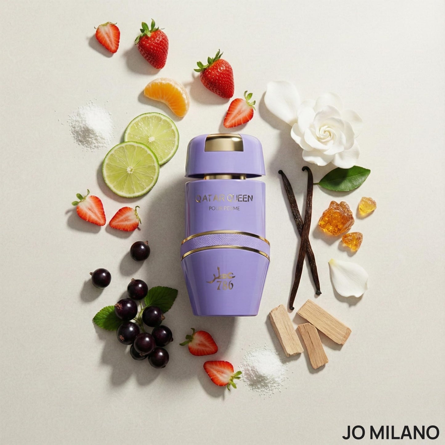 Jo Milano Qatar Queen Eau De Parfum Spray | 3.4 oz (100ml) | Fruity, Vanilla, Citrus, Floral, Amber, Oud Scent | Long Lasting Fragrance for Women