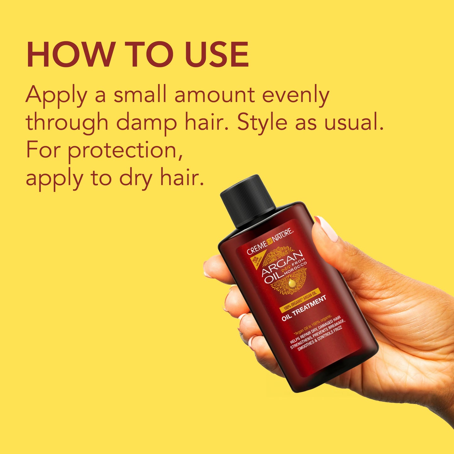 Creme of Nature Argan Oil Treatment, Adds Shine & Smooths Frizz, Strengthens and Repairs Dry Hair, Lightweight Daily Use, Stocking Stuffer, 3 fl oz