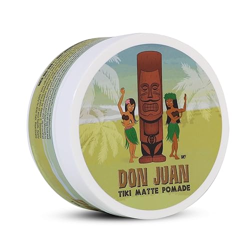 Don Juan Tiki Matte Pomade | Water Based | High Hold | Matte Finish | Natural Plant Extracts and Ocean Minerals | Mai Tai Tropical Scent, 4 oz