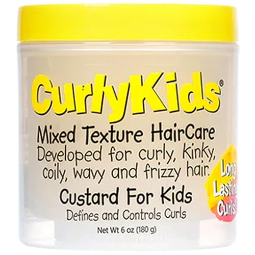 CurlyKids Mixed HairCare Custard for Kids - Lightweight Curl Defining Custard for Curly, Coily, Kinky & Wavy Hair - Frizz Control, Moisturizing
