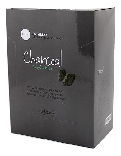 Celavi Essence Facial Mask Paper Sheet Korea Skin Care Moisturizing 24 Pack (Charcoal)