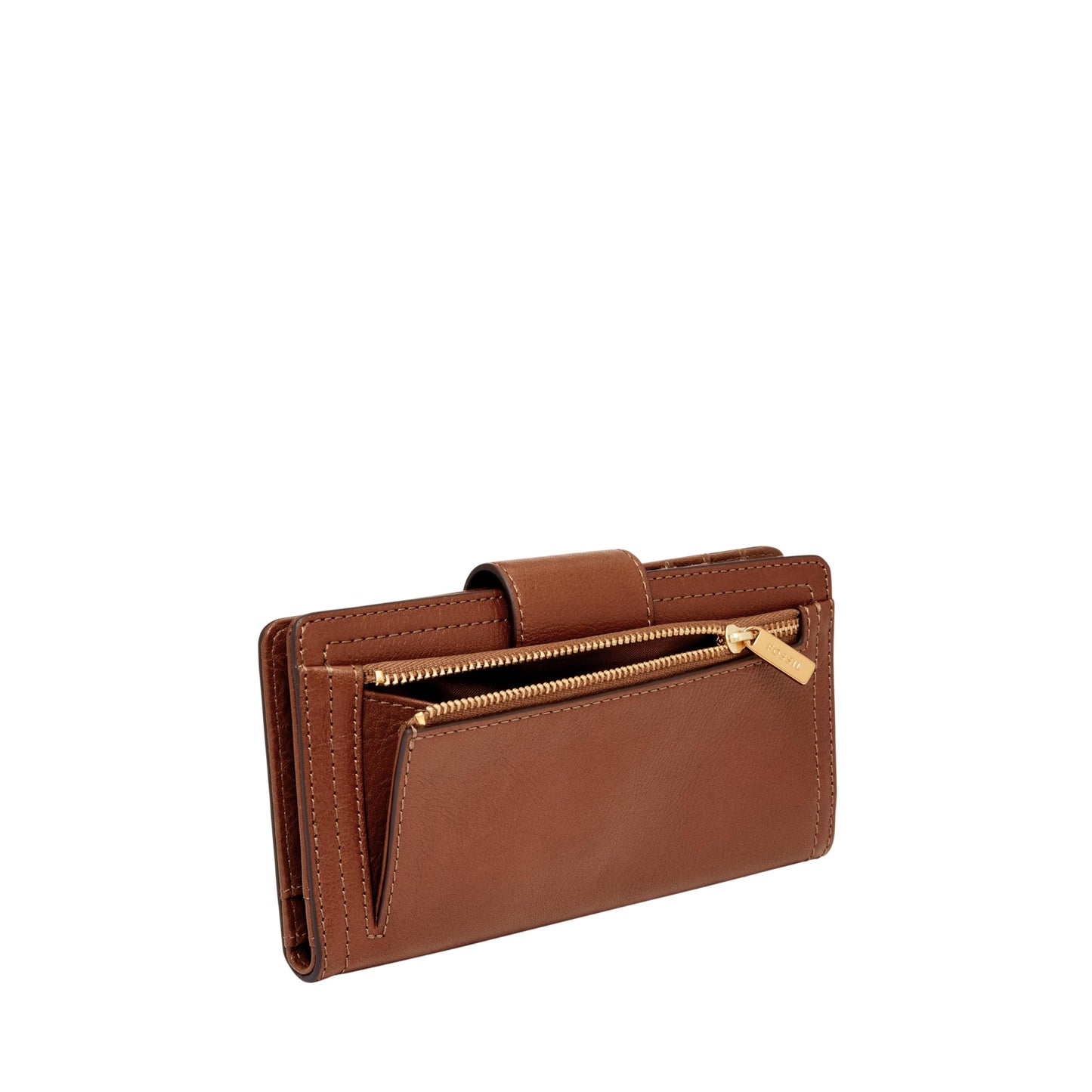 Fossil Women's Logan Leather Wallet RFID Blocking Tab Clutch, Brown (Model: SL7830200)
