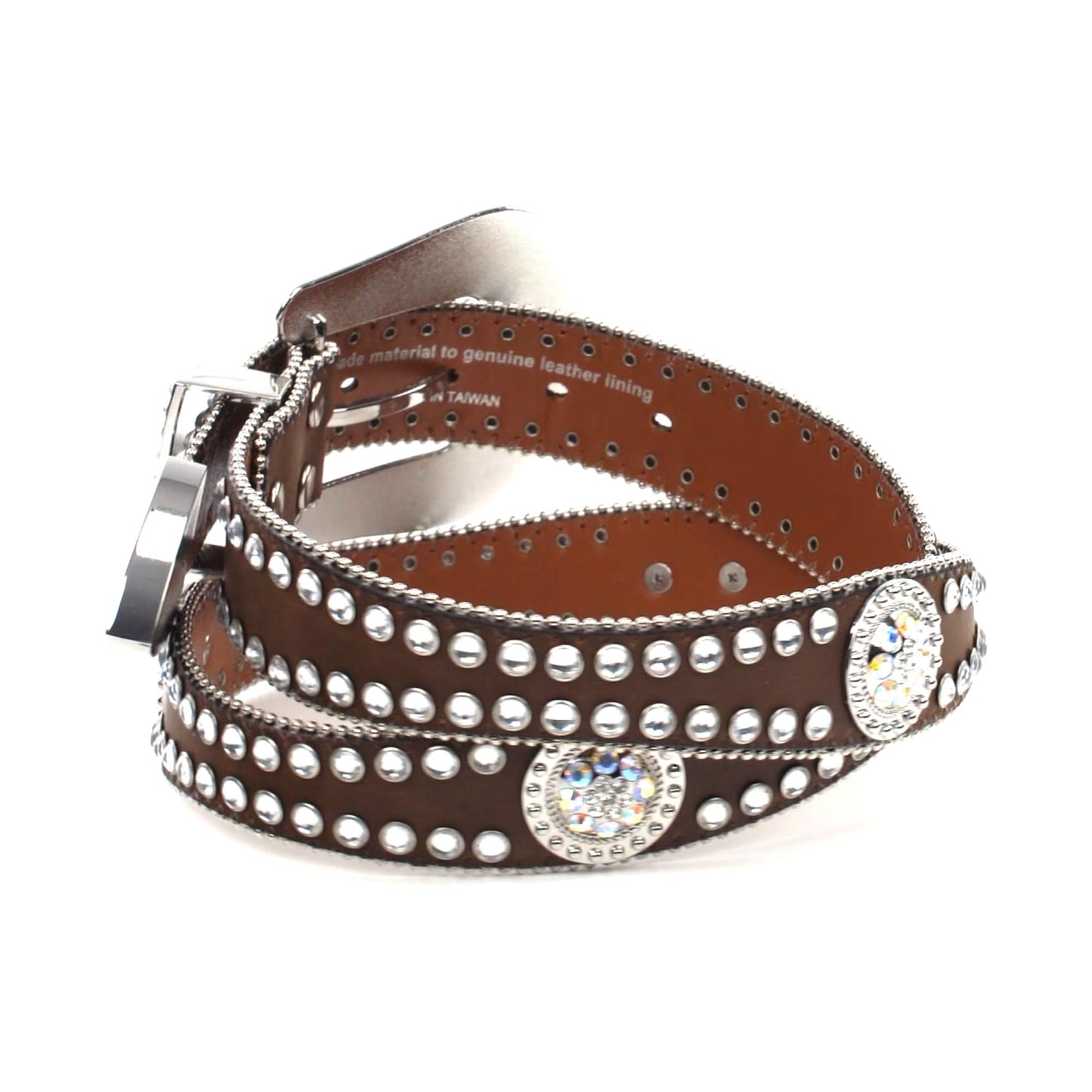 Blazin Roxx Women's Rhinestone Lined Concho Belt Med Brown X-Large