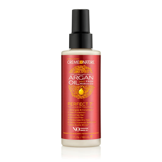 Creme of Nature Argan Oil Perfect 7-in-1 Leave-in Curly Hair Treatment, Anti-Frizz, Heat Protection & Exotic Shine, Stocking Stuffer for Her, 5.1 Fl