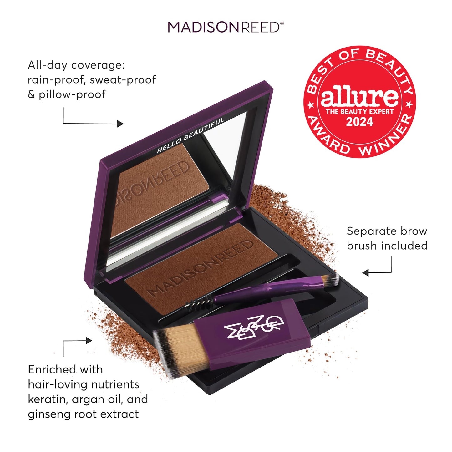 Madison Reed Root Touch Up + Brow Filler, Sienna Auburn Red - Instant Gray Coverage, Fills Brows & Thinning Hairlines, Rain/Sweat/Pillow-Proof, Smart