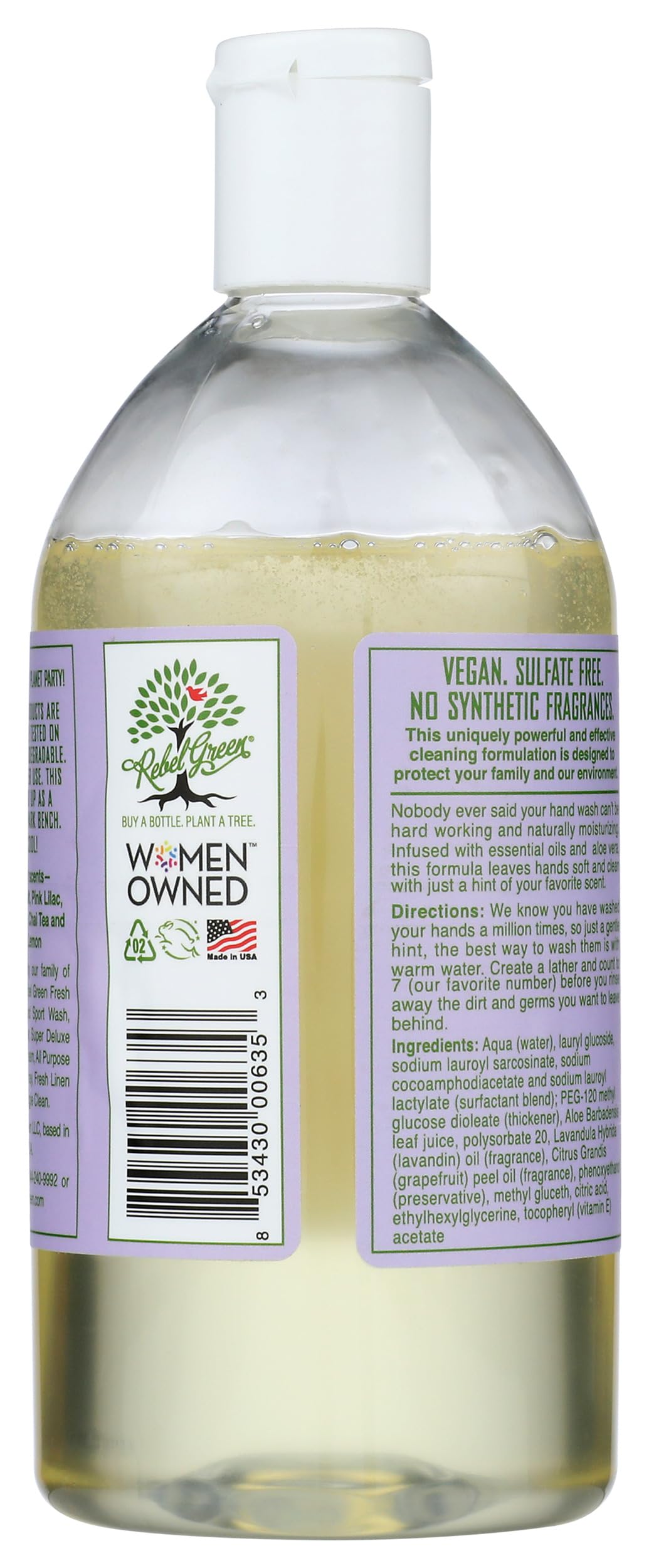 Rebel Green, Soap Hand Lavender, 16.9 Ounce