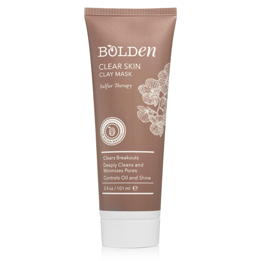 BOLDEN Clear Skin Clay Mask | Made with Sulfur for Deep Pore Cleansing & Preventing Breakouts | Pore Minimizer and Oil Reducer for Sensitive Skin |
