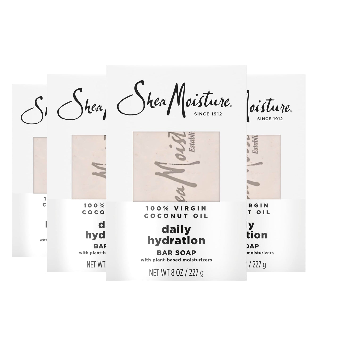 SheaMoisture Bar Soap Virgin Coconut Oil 4 count Nourish and Replenish Skin Daily Hydrating bar soap with 24h shea moisture nutrients for Healthy