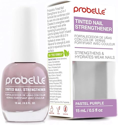 Probelle Tinted Nail Strengthener, Colored Nail Strengthening Treatment, Nail Growth and Repair, Stops Peeling, Splits, Chips, Cracks, and Strengthens