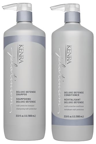 Kenra Platinum Deluxe Defense Shampoo & Conditioner Set | Strengthening + Breakage Prevention| Damage Repair | Shine Enhancing | Color Protecting |