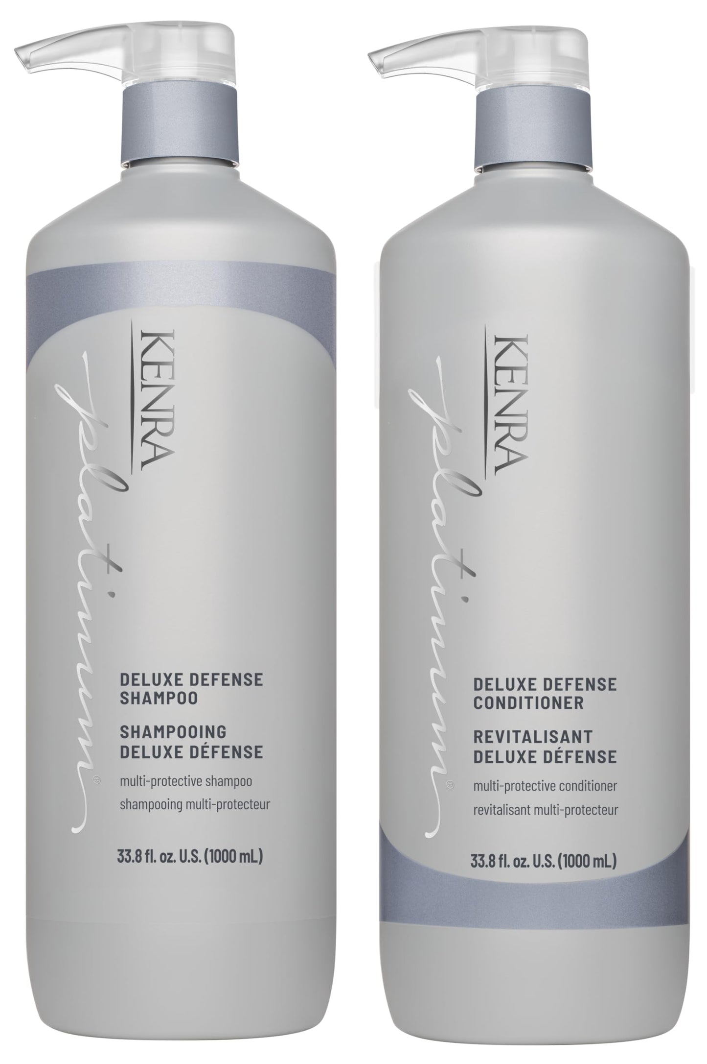 Kenra Platinum Deluxe Defense Shampoo & Conditioner Set | Strengthening + Breakage Prevention| Damage Repair | Shine Enhancing | Color Protecting |