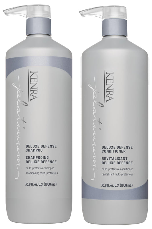 Kenra Platinum Deluxe Defense Shampoo & Conditioner Set | Strengthening + Breakage Prevention| Damage Repair | Shine Enhancing | Color Protecting |