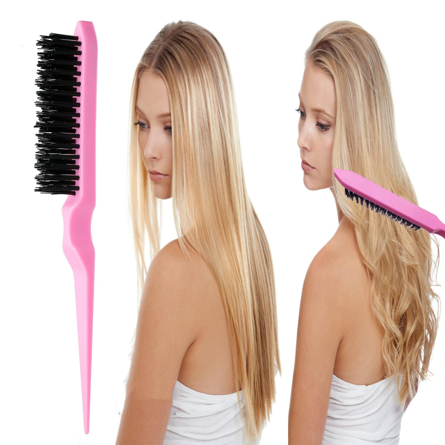 ZVOREI 8Pcs Hair Brushes Set with 4Pcs Topsy Hair Tail Tools 1Pcs Bristle Teasing Hair Brush 1Pcs Edge Control Brush 2Pcs Metal Pin Rat Tail Combs
