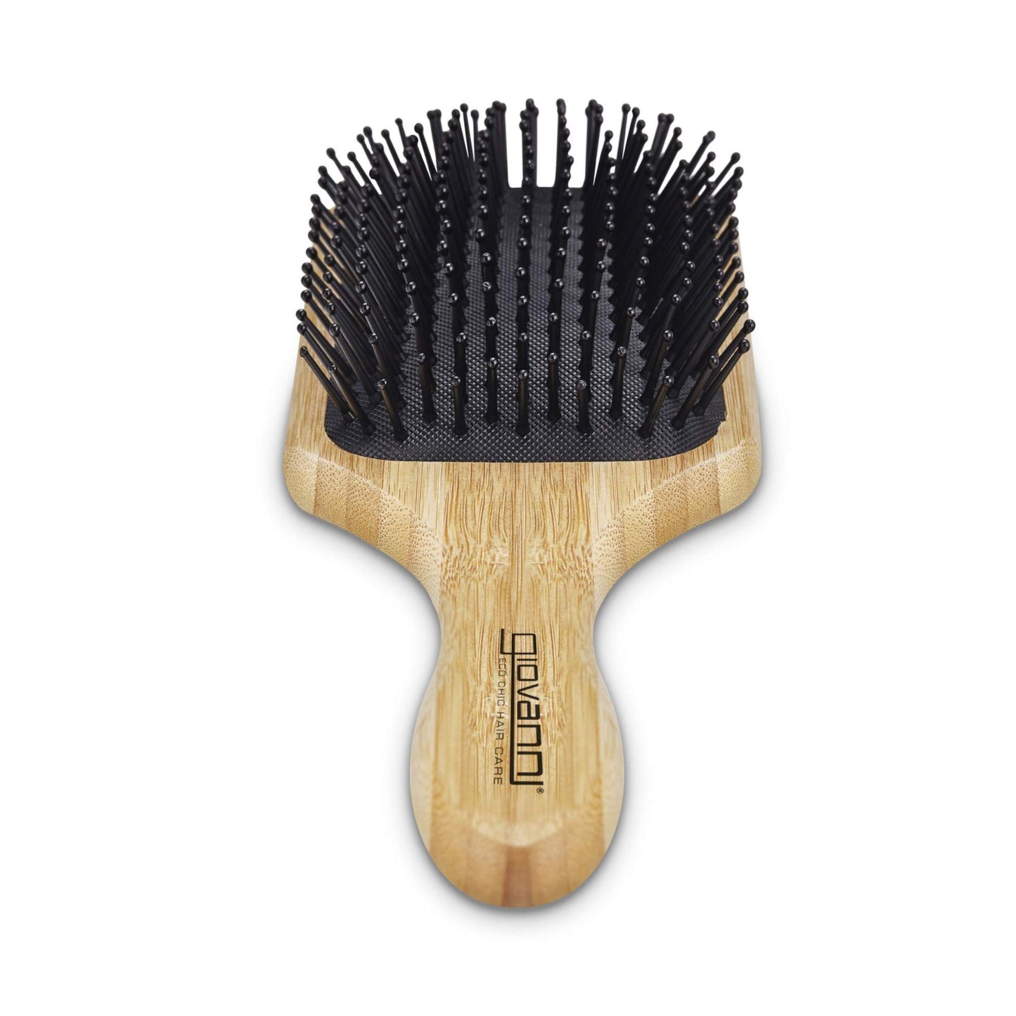 GIOVANNI Rectangular Paddle Hair Brush with Real Bamboo Handle and Base, Beige, Pack of 1