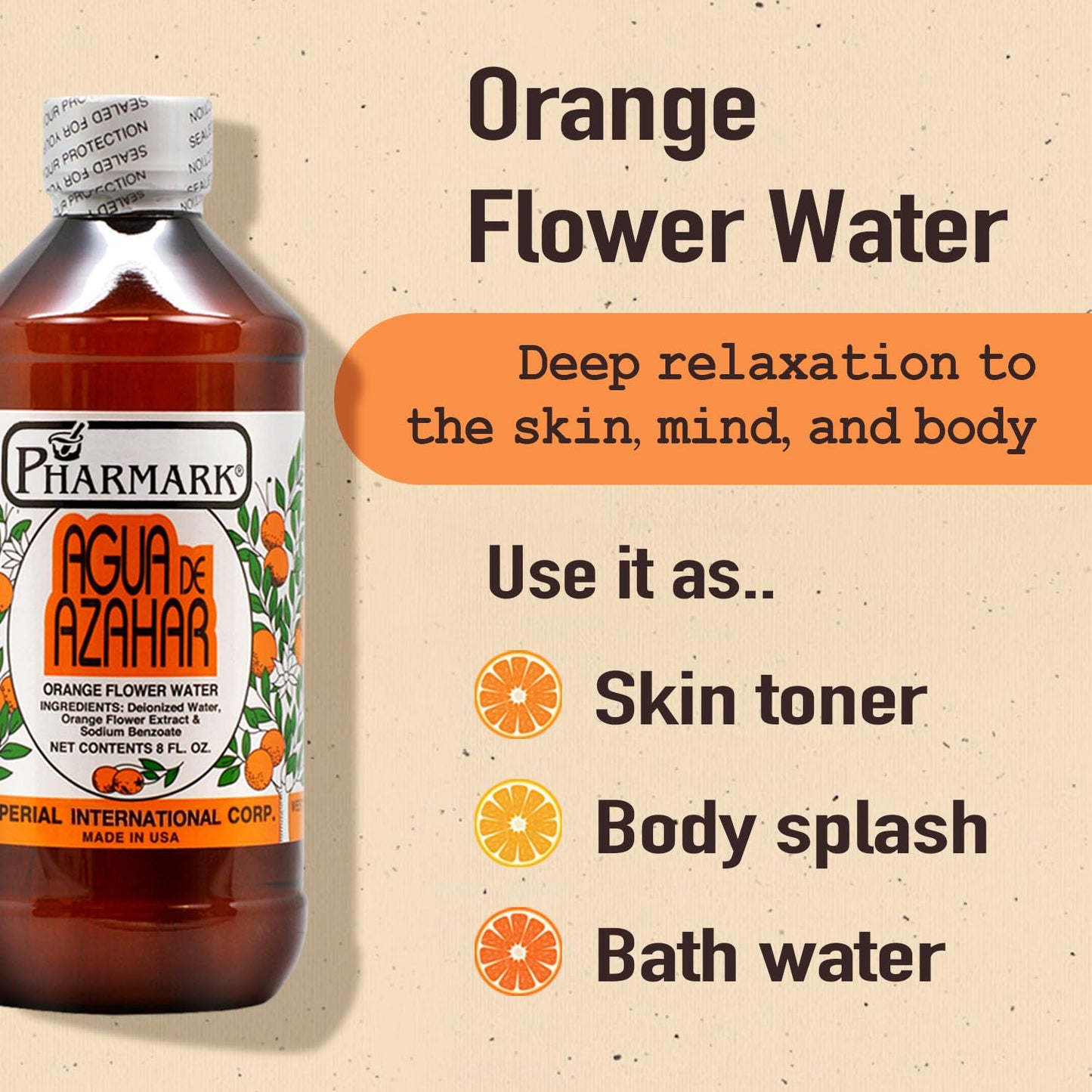 Pharmar Agua De Azahar Flower-Blossom Water, 8 Fluid Ounce