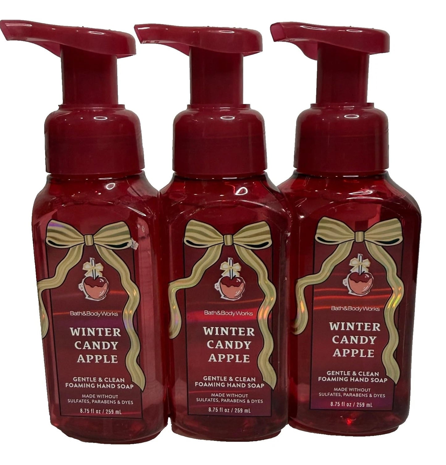 Bath and Body Works Winter Candy Apple Gentle & Clean Foaming Hand Soap Pack of 3