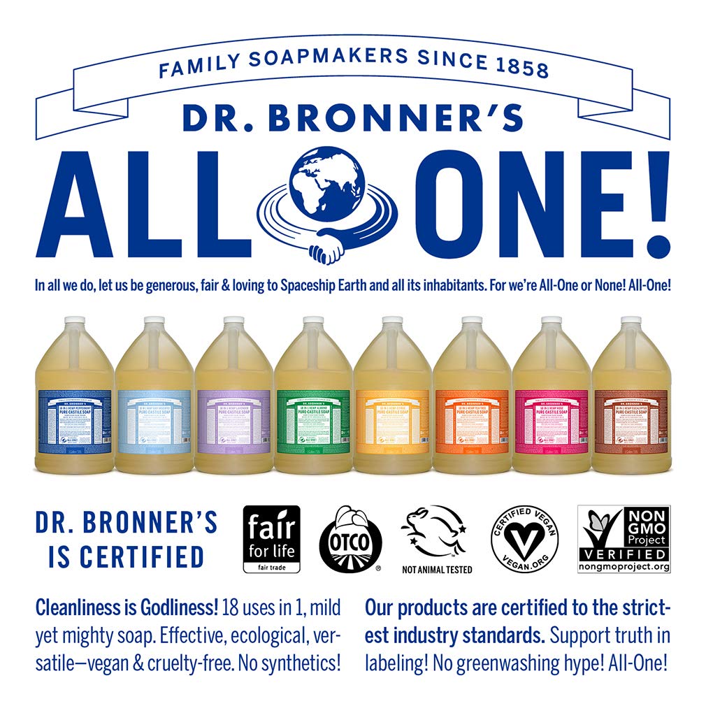 Dr. Bronner's - Pure-Castile Liquid Soap (Citrus, 1 Gallon) - Made with Organic Oils, 18-in-1 Uses: Face, Body, Hair, Laundry, Pets and Dishes