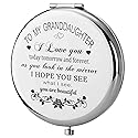 GAOLZIUY Granddaughter Gifts from Grandma and Grandpa, Gifts for Granddaughter, to My Granddaughter Makeup Compact Mirror Sliver, Granddaughter
