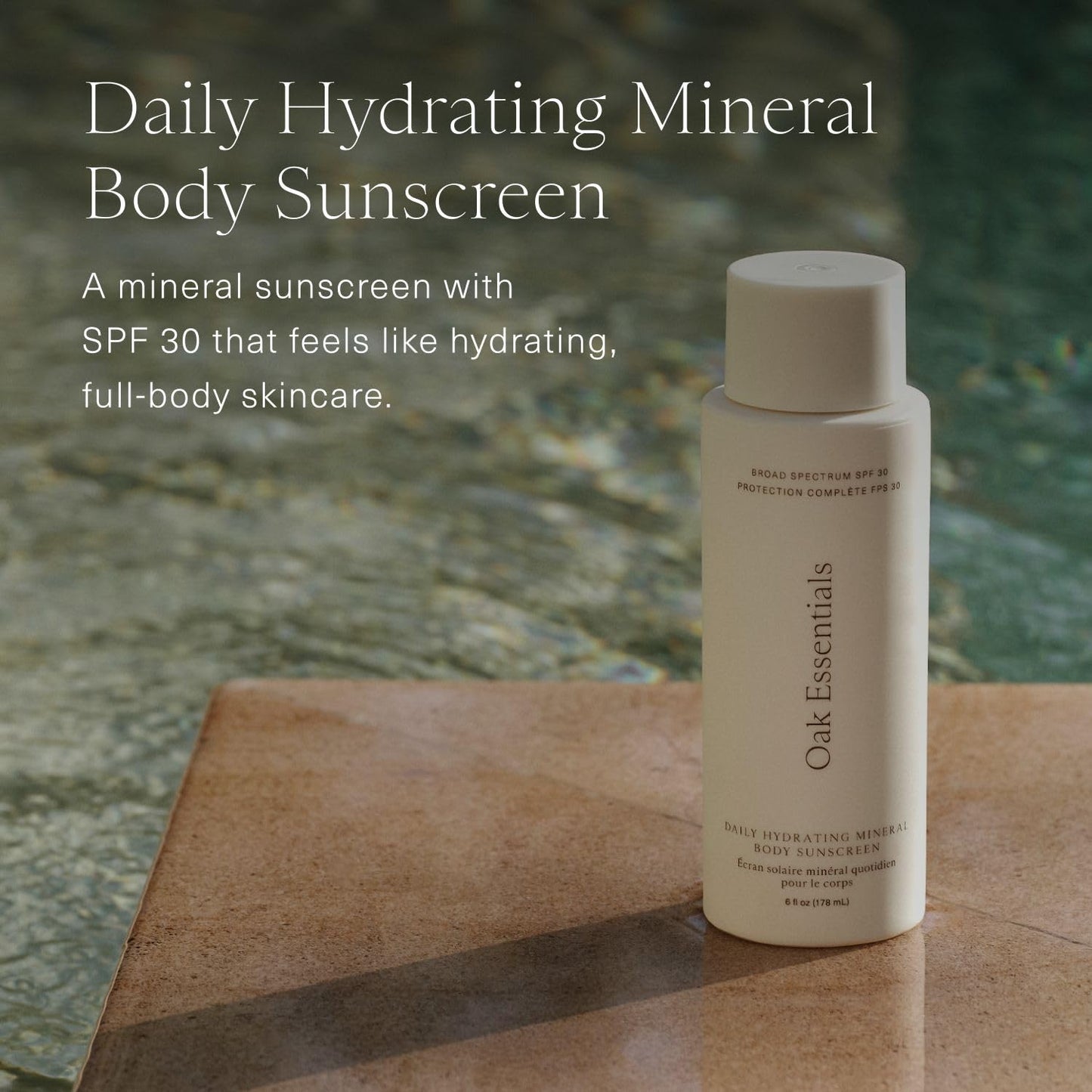 Oak Essentials Daily Hydrating Mineral Body Sunscreen SPF 30, Broad Spectrum 11% Non-Nano Zinc Oxide Sunblock, Lightweight Mineral Sunscreen for Dry