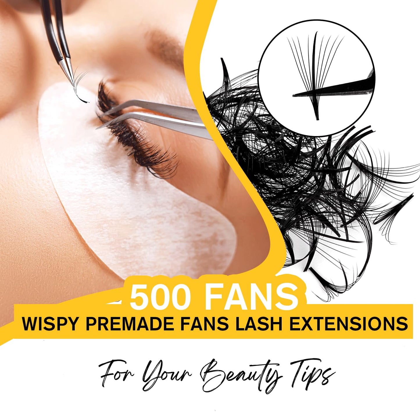 500 Wispy Promade Fans 7D 0.07 Wispy Premade Lash Fans C Curl Loose Premade Fans Lash Extensions 14mm Handmade Spiky Volume Promade Eyelash Fans Beauty and Personal Care Kolybel