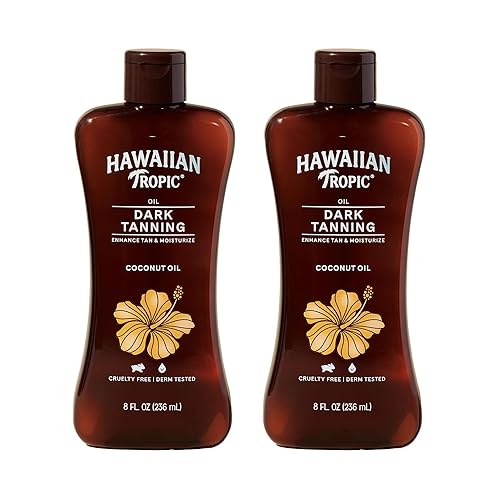 Hawaiian Tropic Dark Tanning Oil, 8Fl Oz | Moisturizing Body Oil with Cocoa Butter, Tan Enhancer, 8Fl Oz each Twin Pack