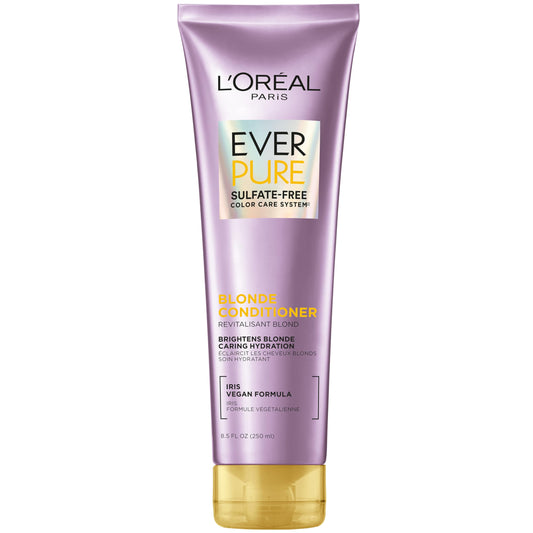L'Oreal Paris Blonde Sulfate Free Conditioner for Color-Treated Hair, Neutralizes Brass + Balances, EverPure, 8.5 Fl Oz (Packaging May Vary)