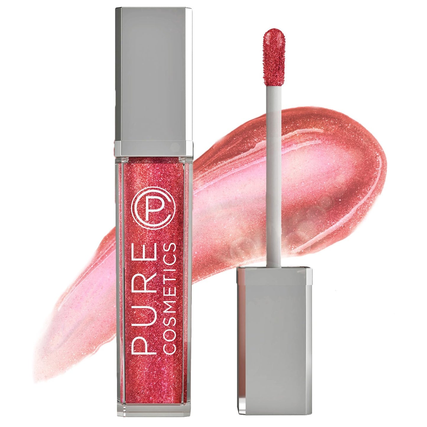 Pure Illumination Light-Up Lip Gloss with LED-Lit Applicator Brush + Side Mirror, Jojoba Oil, & Vitamin E - Interstellar Sheer Tint