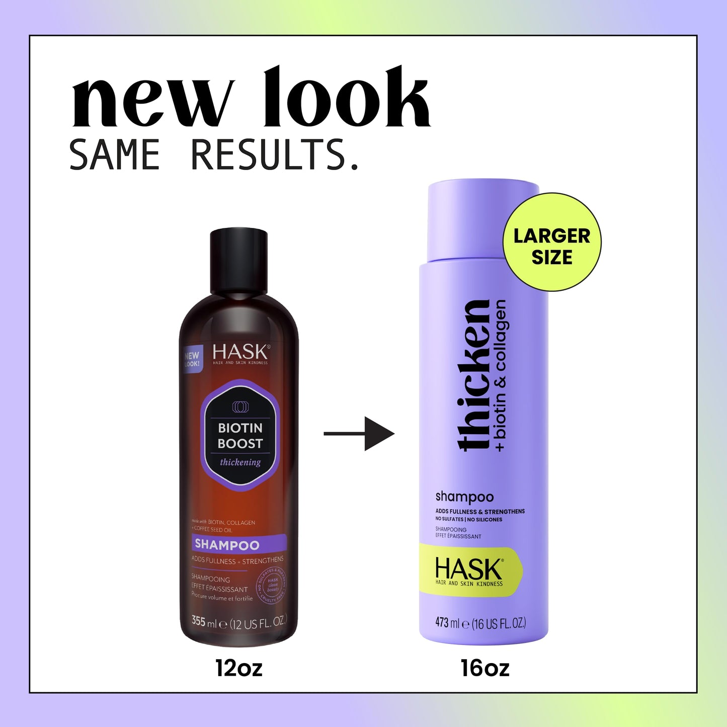 HASK Biotin & Collagan Shampoo + Conditioner Set | Color Safe, Sulfate-Free, Paraben-Free, Gluten-Free, Cruelty-Free | 16oz each, 2 Pack