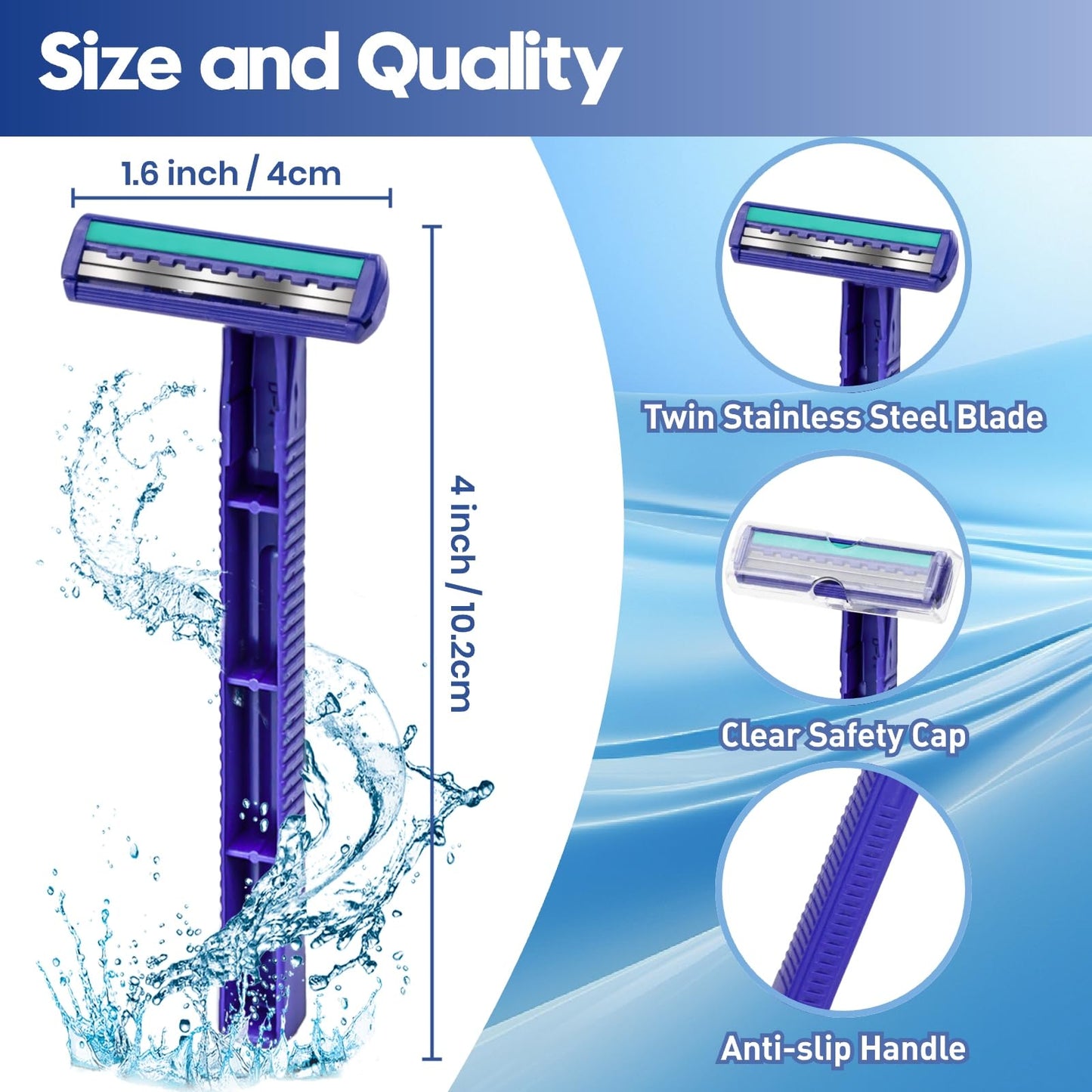 Phafaloop Twin Blade Disposable Razors for Men & Women - Bulk 135 Pack Stainless Steel Shavers with Lubricating Strip, Safety Cap & Non-Slip Handle Beauty and Personal Care Phafaloop