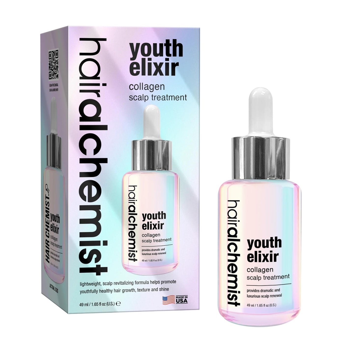 Hair Alchemist Youth Elixir Collagen Scalp Treatment 1.65 oz. for Youthfully Healthy Hair Growth, Texture and Shine, Lightweight Scalp Revitalizing