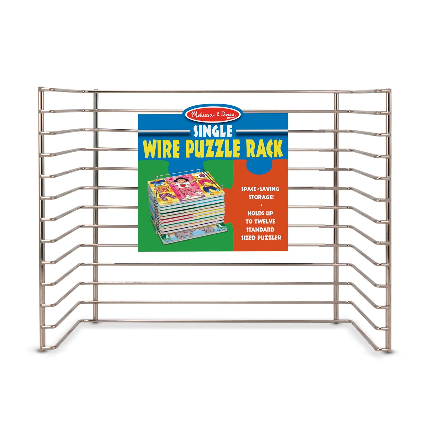 Melissa & Doug Puzzle Storage Rack - Wire Rack Holds 12 Puzzles