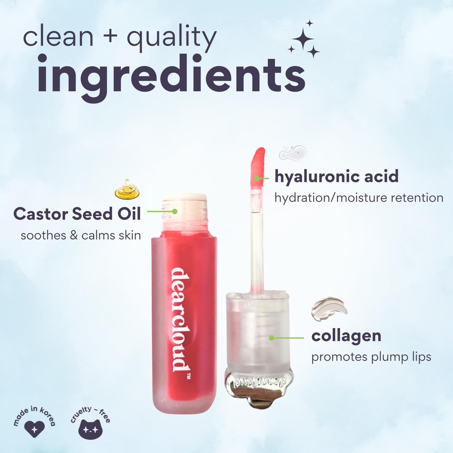 dearcloud Jelly Wave Lush Lip Oil - Tinted Lip Gloss and Lip Gloss for Women - Korean skincare essential - Lip Oil for Women with Collagen - Ripe