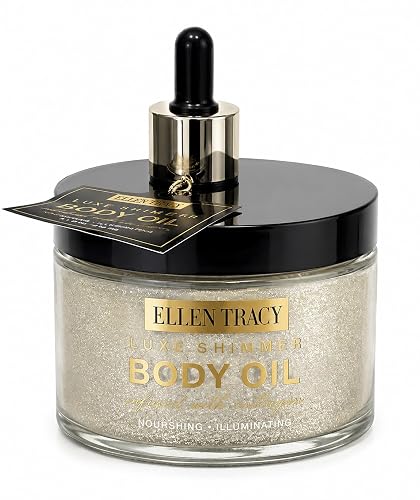Ellen Tracy Luxe Shimmer Body Oil Infused with Collagen - Nourishing Illuminating Body Glow