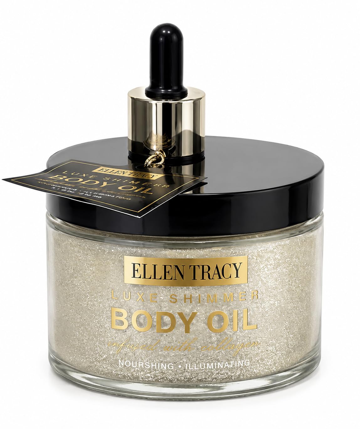 Ellen Tracy Luxe Shimmer Body Oil Infused with Collagen - Nourishing Illuminating Body Glow