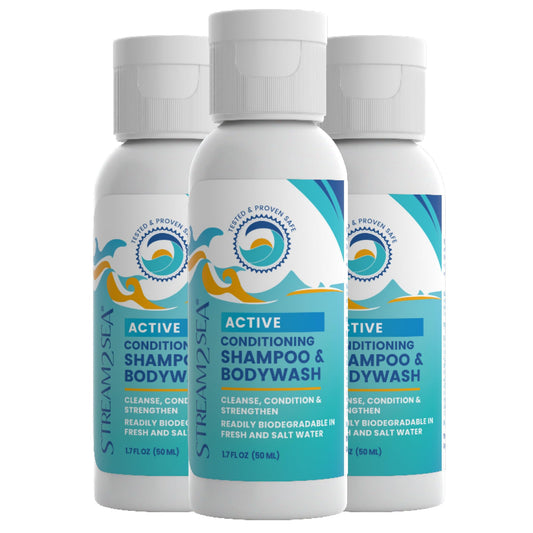 STREAM 2 SEA Shampoo and Conditioner, Body Wash 3-in-1 for Swim - Reef Safe Swimmers Shampoo for Men, Women Kids - All Natural Organic Shampoo