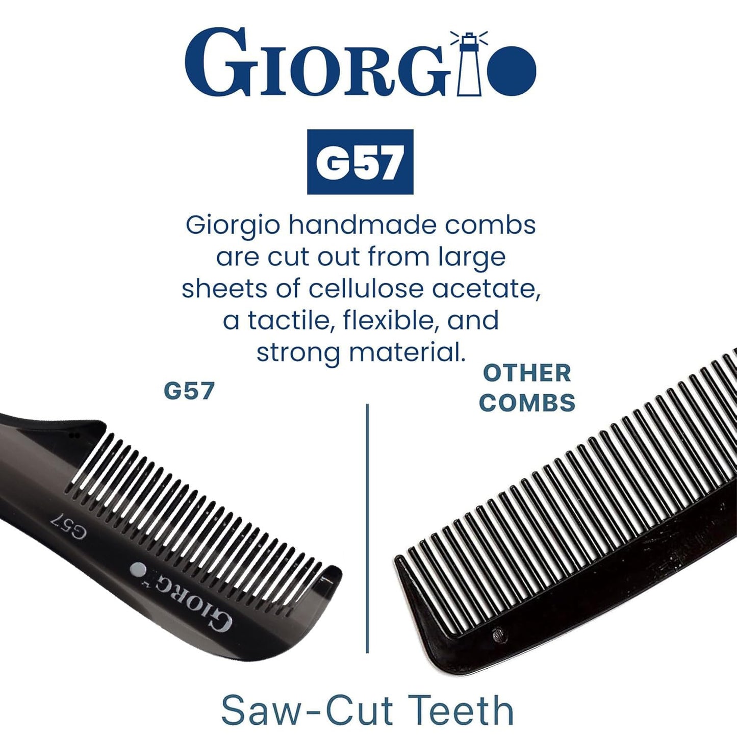Giorgio G57 Extra Small 2.75 Inch Men's Fine Toothed Beard and Mustache Comb for Facial Hair Grooming and Styling. Wallet Pocket Comb Handmade Beauty and Personal Care GIORGIO