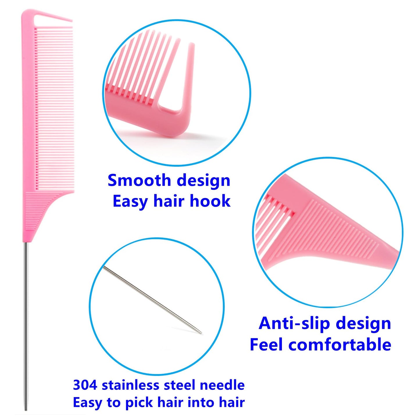 Luumxai 9pcs Topsy Hair Tail Tool and rat tail comb set,6pcs French Braiding Tool ring,3Pcs Metal Parting Combs,Woman Girl Hair Styling (Pink,Purple Beauty and Personal Care Luumxai
